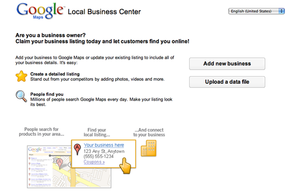 Google Local Business center interface in 2005