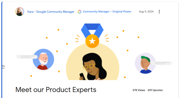 Google Business Profile Help Community Product Experts post.