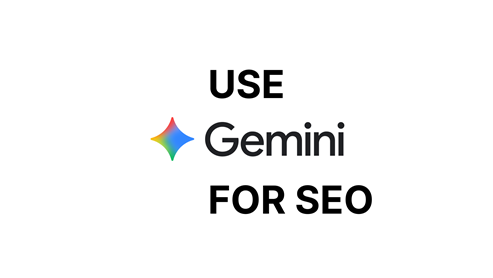 Google Gemini Logo and text use gemini for SEO.