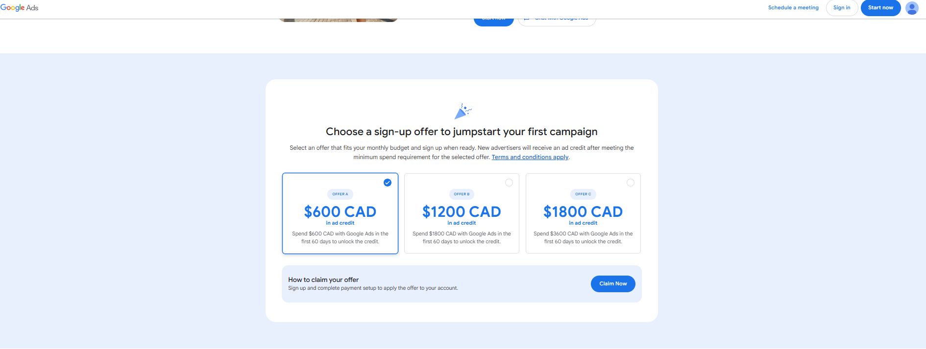 Google Ads promotional credits for agency client acquisition