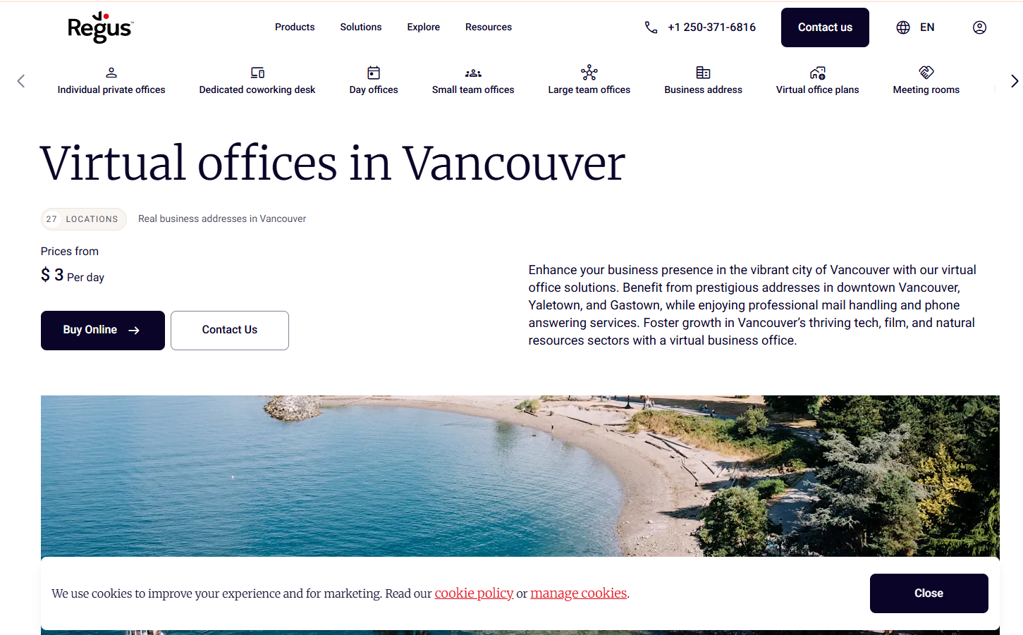 Regus virtual office locations in Vancouver BC