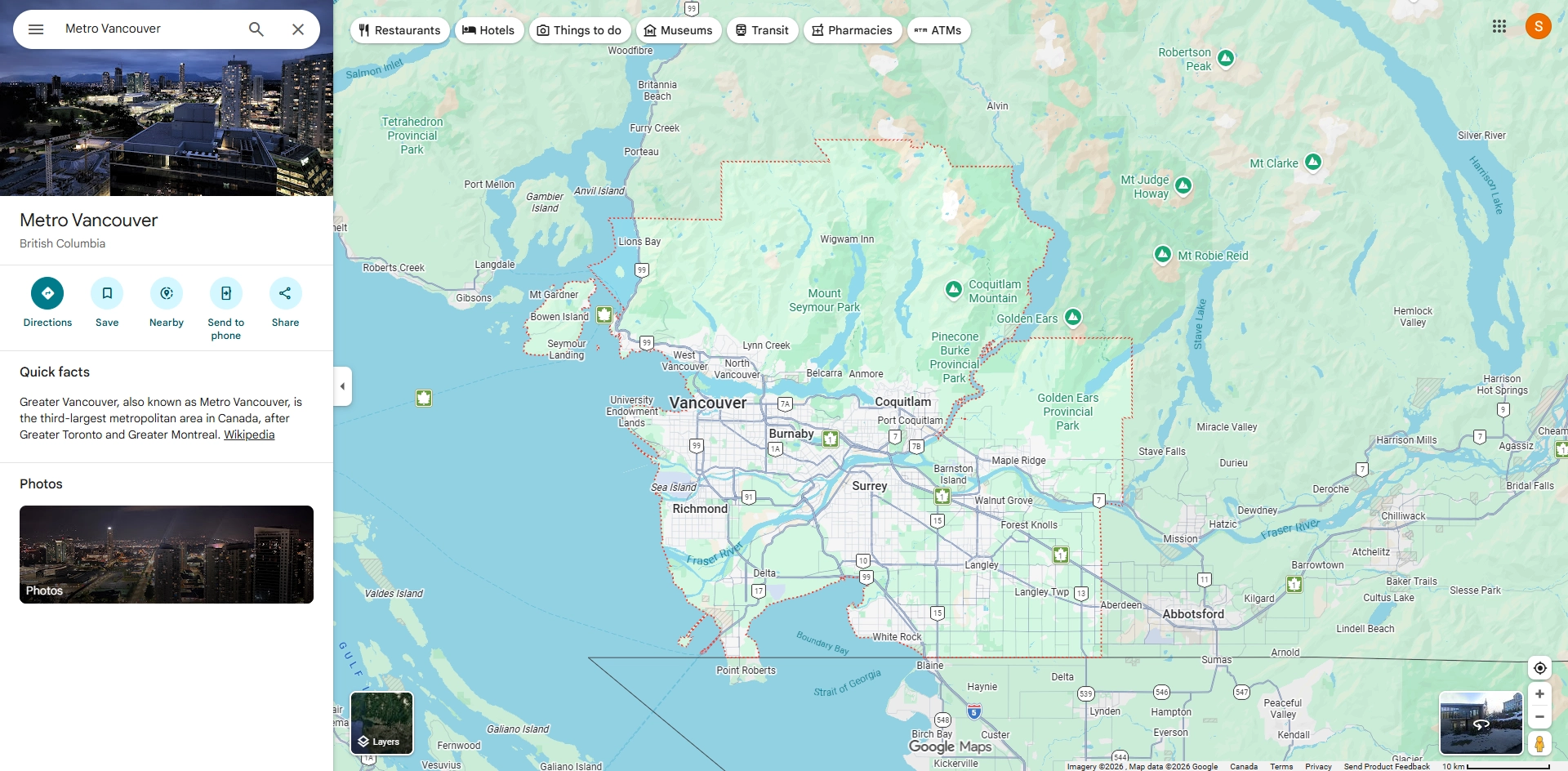 Map highlighting SEO service areas across Vancouver, North Vancouver, and Vancouver Island