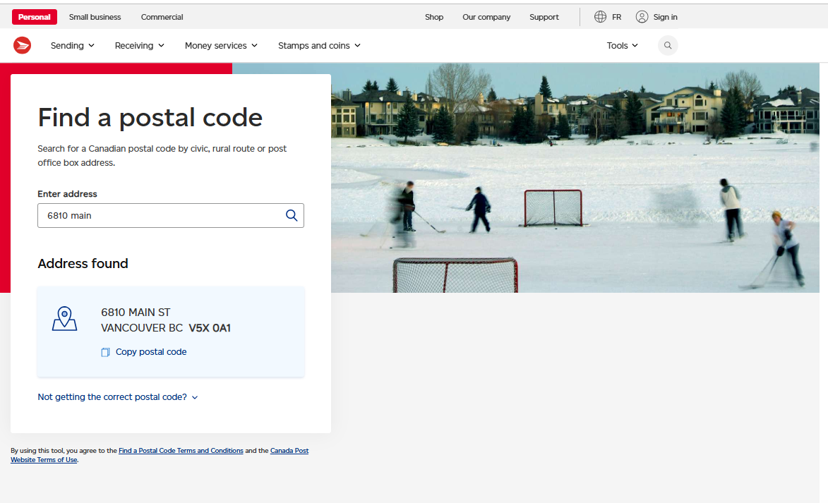 Canada Post postal code finder result vs. the profile address field