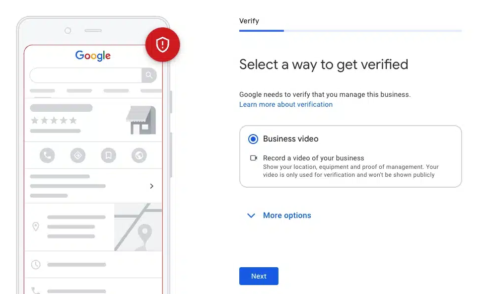 video verification prompt in the profile manager