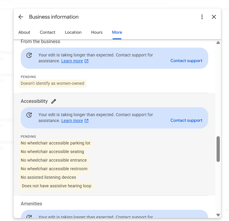 Google-suggested edit notification in the profile manager